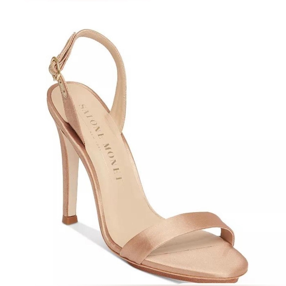 Salone Monet Sable Open Toe High Heel Satin Slingback Stiletto Heels Sandals NWT - Picture 2 of 12